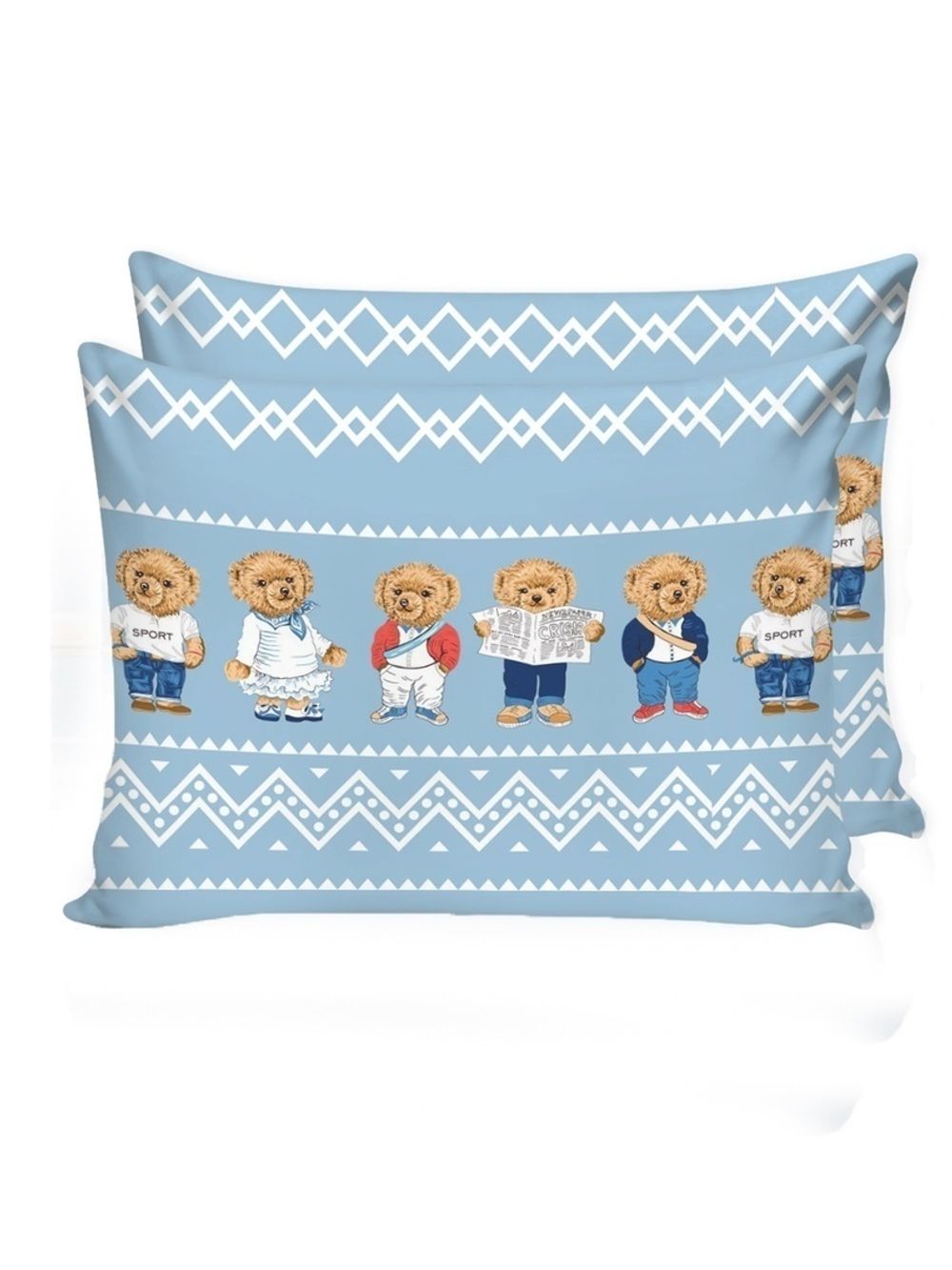 Постельное белье Сказка "Мишки" 2-спальный Наволочка 50х70 см 2 шт Простынь на резинке 160х200 см Пододеяльник 175х215 см, перкаль