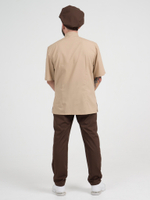 Бежевая мужская рубашка-китель "Мир" для повара и кондитера NVDesign