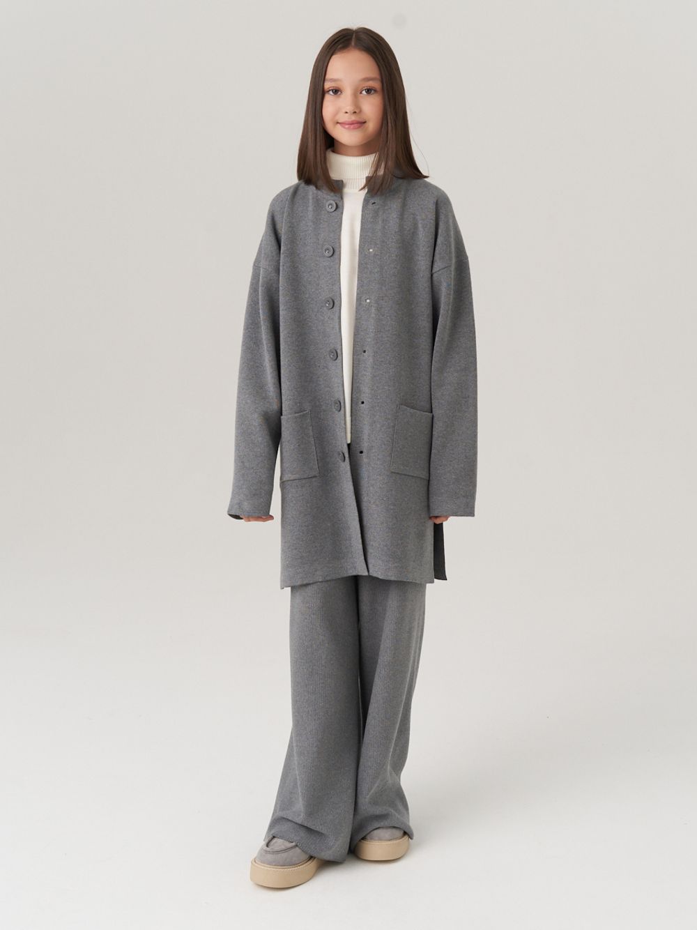 Кардиган для девочки в школу AT990 серый