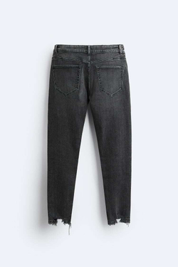 ZARA ДЖИНСЫ SKINNY С РАЗРЕЗАМИ, УГОЛЬНЫЙ