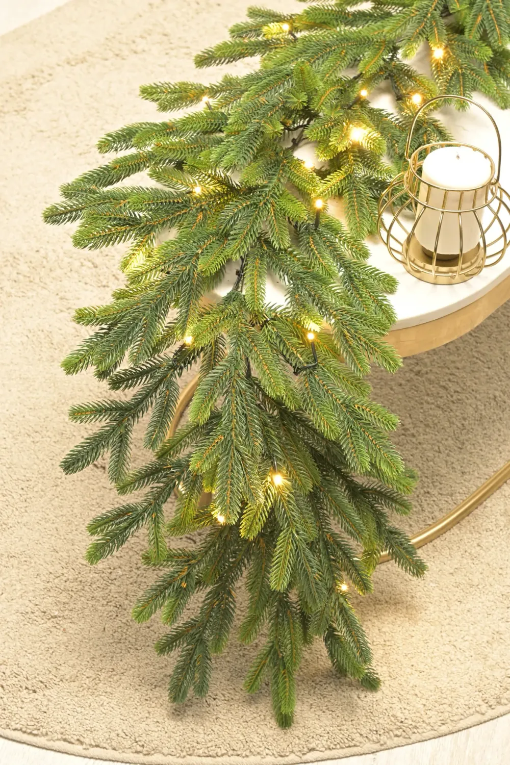 Хвойная гирлянда 180 см с подсветкой встроенной «Венецианская» Литая хвоя