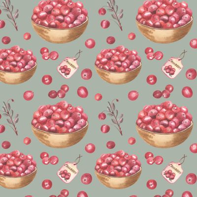 Урожай клюквы на зеленом