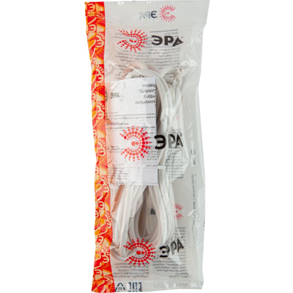 Шнур сетевой с вилкой ЭРА UX-3x0,75-5m-W с заземлением 5м ПВС 3x0,75мм2 белый