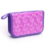 Пенал 2 отделения Alingar, искусственный мех, молния, 120 х 190 мм, "Fur roses", микс (розовый,голубой,фиолетовый,св-розовый)