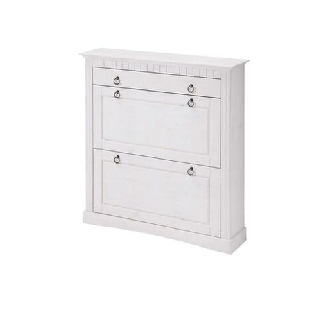 Dipriz Тумба для обуви Неаполь, 2 двери 1 ящик, сосна, 87х97х21 см, белый воск