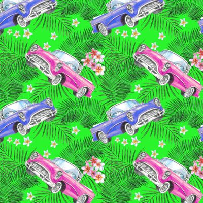 Ретро машины, лето, пальмы