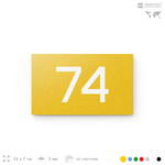 Табличка с номером 74 на дверь квартиры, для офиса, кабинета, аудитории, склада, желтая 120х70 мм, Айдентика Технолоджи