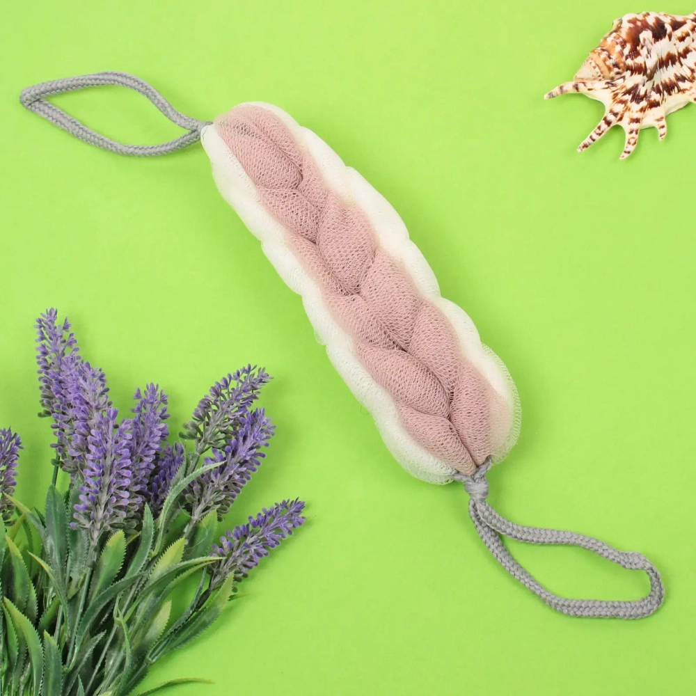 Мочалка для тела «PREMIUM - FERGAMO», цвет белый / капучино, 26*6см, 60грамм (зип пакет и наклейка Ultramarine)✦