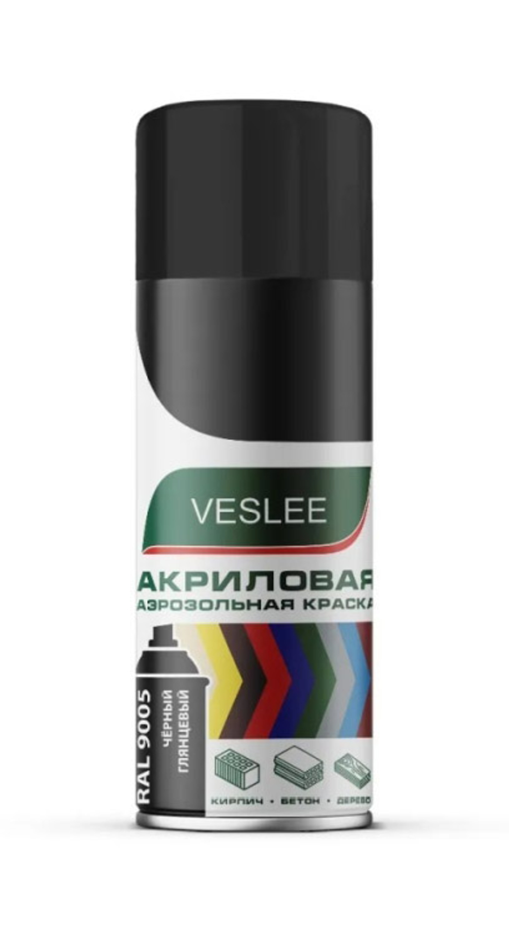 Краска-спрей акриловая глянцевая черная VESLEE RAL9005 (520 мл)