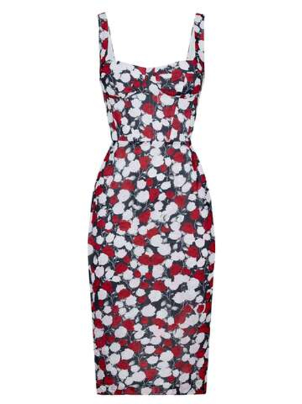 Сарафан корсажный миди с цветочным принтом