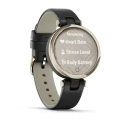 Lily кремово-золотистый безель, черный корпус и итальянский кожаный ремешок