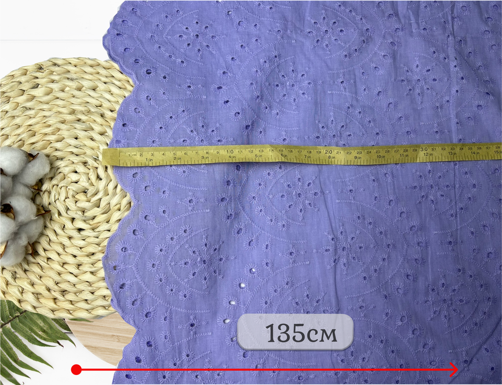 Шитье ХЛОПОК СИРЕНЬ орнамент фестоны с обеих сторон