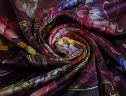 Шелковый платок "Теплая Осень". Жостово