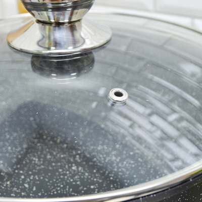 Сотейник 28см Гранит black с несъемной ручкой и cтеклянной крышкой