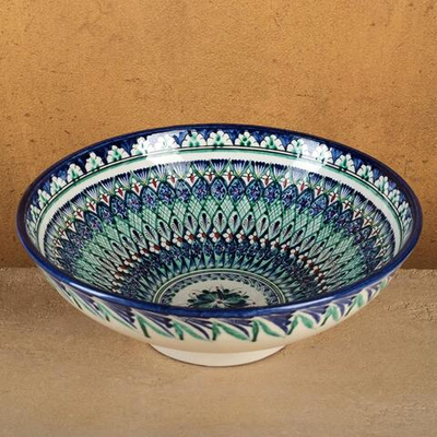 Супница Риштанская Керамика Цветы , 25 см, микс