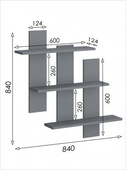 Полка навесная 5 Дублин (графит), МФ 1+1, г. Уфа