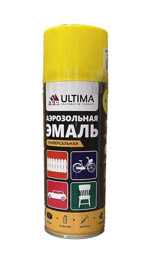 Краска аэрозольная универс. ЖЕЛТЫЙ RAL 1018 520 мл. "ULTIMA" ULT 016