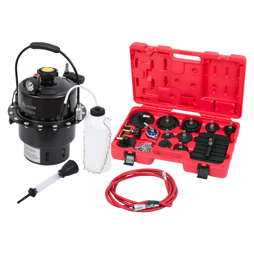 МАСТАК (102-40005) Набор приспособлений для замены тормозной жидкости, 6 л, комплект крышек адаптеров, 17 предметов