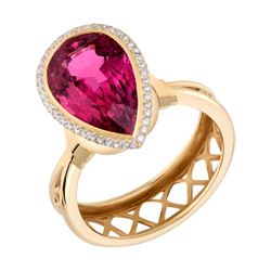 Кольцо с Рубеллитом и Бриллиантами, R0189-1/25