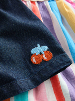 Майка и шорты джинсовые в комплекте для девочки Next E79-494, Темно-синий, Розовый, Белый