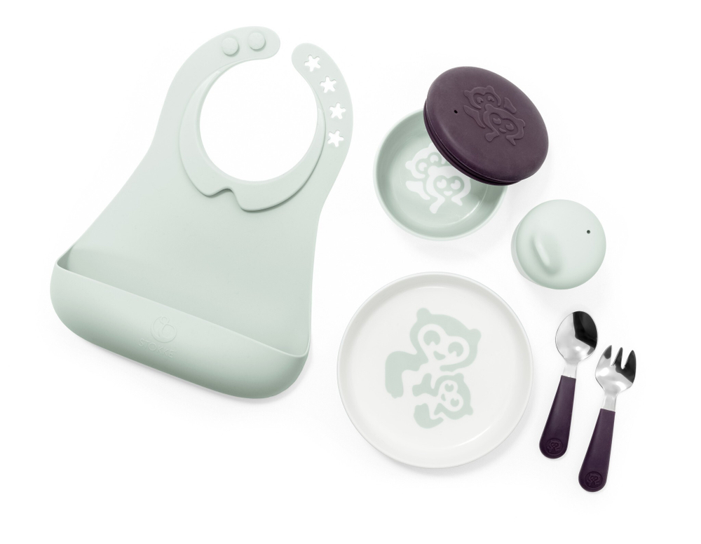 Полный набор детской посуды Stokke Munch Everyday, Soft Mint, мятный