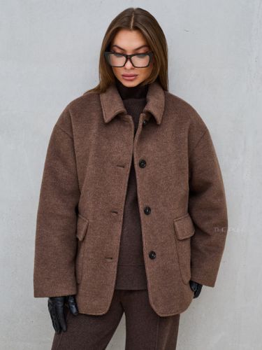 Короткая шерстяная куртка-пальто в цвете шоколад