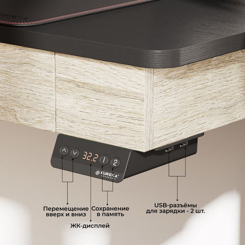 Стол для компьютера c электрической регулировкой по высоте и 2 ящиками EUREKA ERK-ED-I47-OG