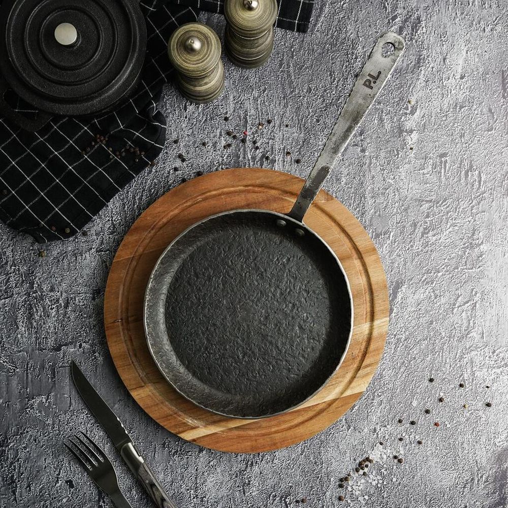 Сковорода для подачи 20 см h2,6 см круглая "Vintage Blued" углерод. сталь ИНДУКЦИЯ P.L.