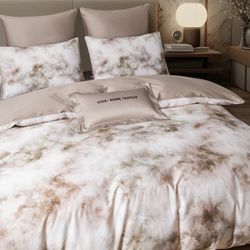 Комплект постельного белья Сатин Премиум «Светлый мрамор»