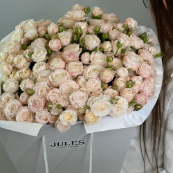 Букет из пиновидных кустовых роз «Бомбастик» 51 штука