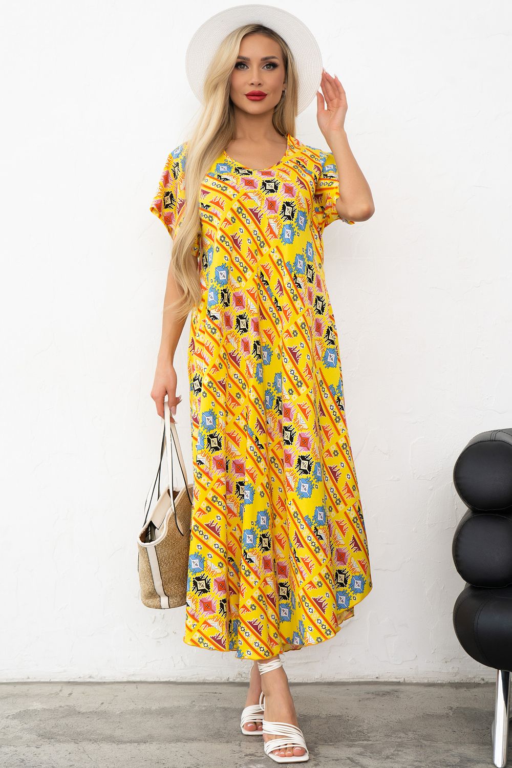 Платье Магия лета (желтый/орнамент) Р11-867/17 Nikol