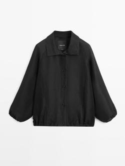 Massimo Dutti Бомбер изо льна и шелка, черный