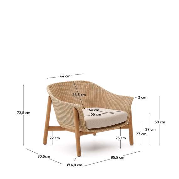 Кресло Galea из тикового дерева и синтетического ротанга