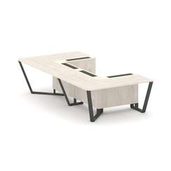 Steel Meet Стол переговорный П-образный KM-PR.B.SP-07P Денвер Светлый/Ваниль Глянец/Металл Антрацит