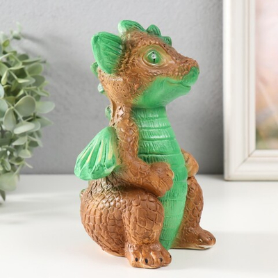 Копилка "Дракончик" 18х10х10 см, зелёно-коричневый