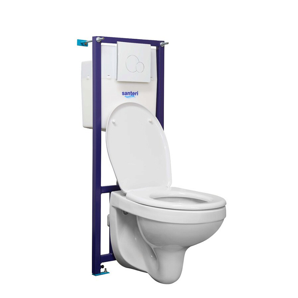 ПЭК Santeri Альфа комплект унитаза с инсталляцией, белая кнопка смыва (1.3815.9.S00.00B.2)