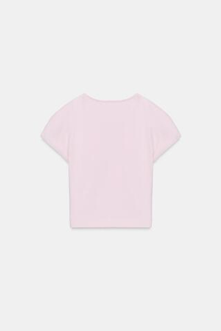 ZARA УКОРОЧЕННАЯ ФУТБОЛКА С КОРОТКИМИ РУКАВАМИ, ЦВЕТ РОЗОВОГО МЕЛА