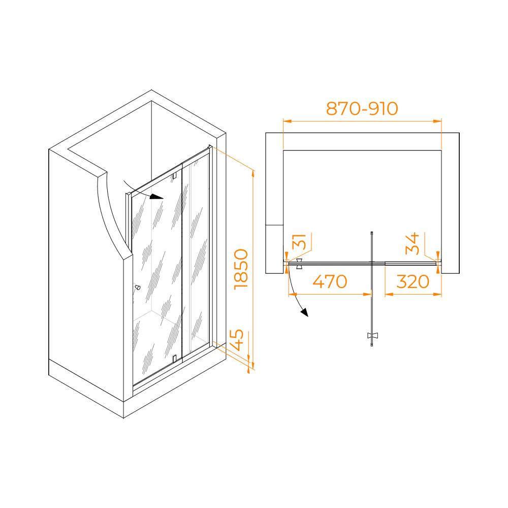 Душевая дверь RGW PA-02B NEW (Прозрачное, 900)