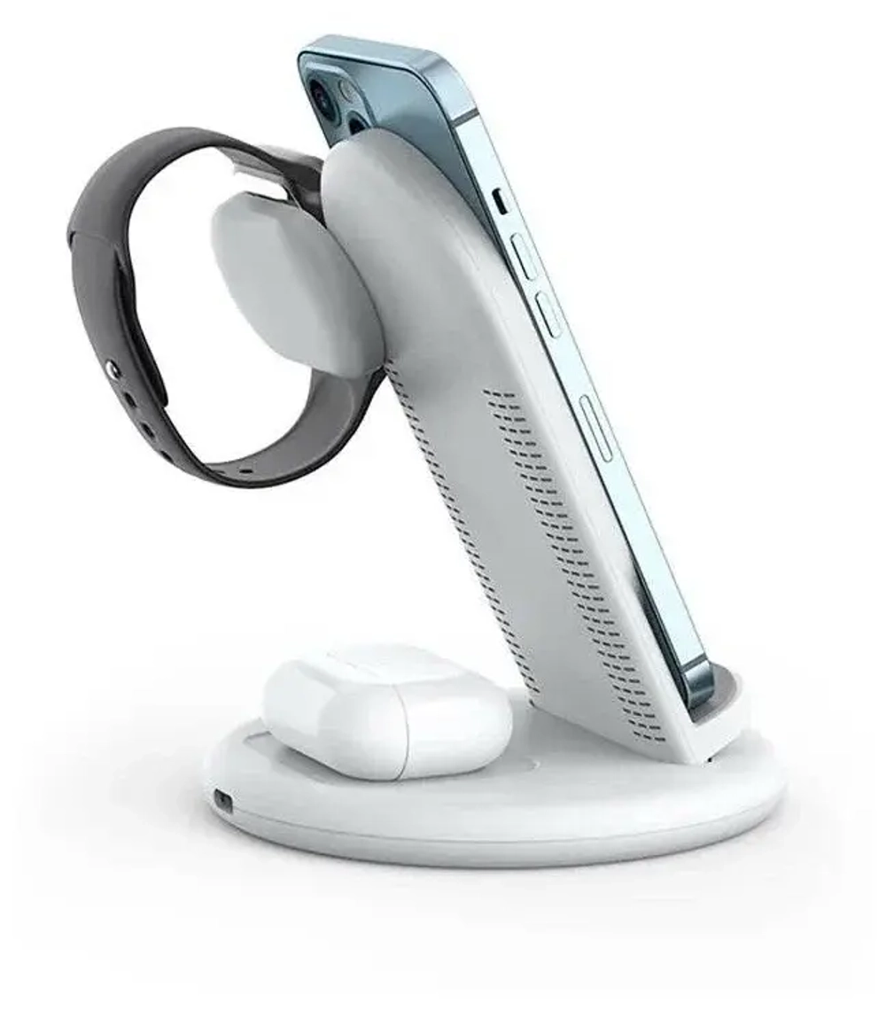 Беспроводное зарядное устройство WIWU Power Air 18W 3 в 1 для смартфона/Apple Watch/AirPods (PA3IN1) (белый)