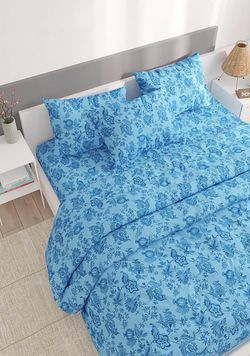 Простынь на резинке Сказка "Шамбала (синяя)" 120х200 см, перкаль