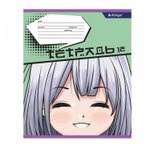 Тетрадь 12л., клетка, Alingar, скрепка, блок офсет, 100% белизна, мелованный картон (стандарт), "Аниме"