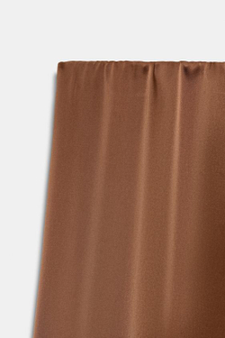 ZARA АТЛАСНАЯ ЮБКА МИДИ, КАРАМЕЛЬНЫЙ