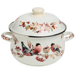 КАСТРЮЛЯ AGNESS ЭМАЛИРОВАННАЯ С ЭМАЛ.КРЫШКОЙ СЕРИЯ "СНЕГИРИ", 2.8 Л, 20*12 СМ