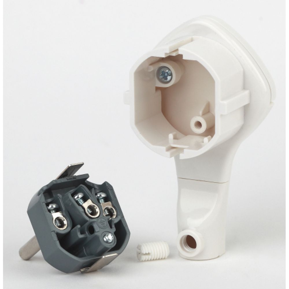 Вилка ЭРА V5(U) ультра плоская c заземлением 16A с кольцом белая | Штепсельные вилки и розетки