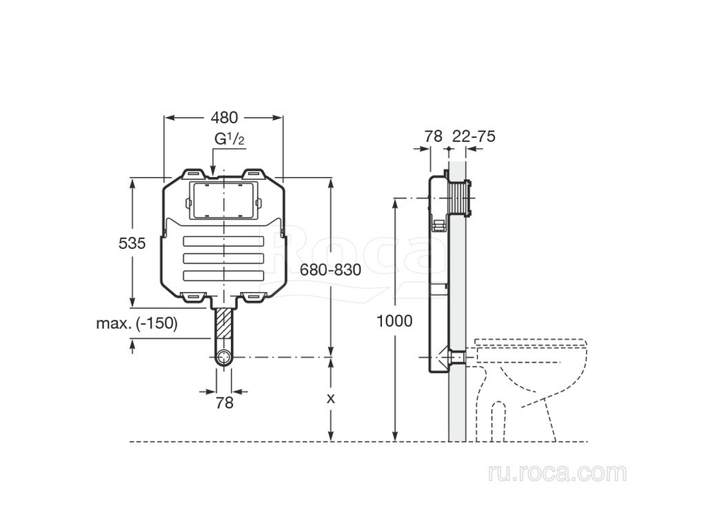 Система инсталляции Roca Basic Tank Compact 890080200 бачок для напольного унитаза