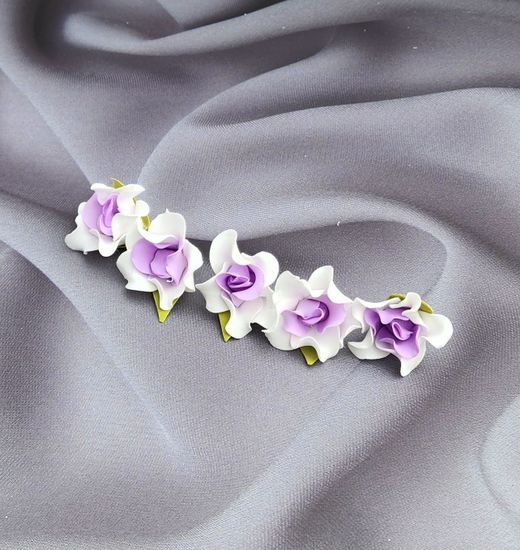 Цветы из латекса (фоамарина) бело-красный 4.5 см, набор 5 штук