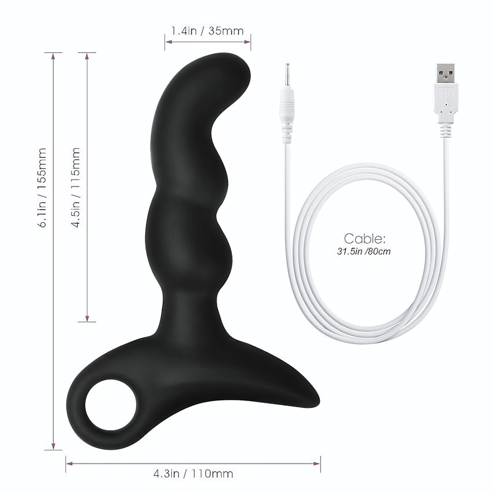 Черный силиконовый анальный вибромассажер-ёлочка Erokay (Цвет: черный)