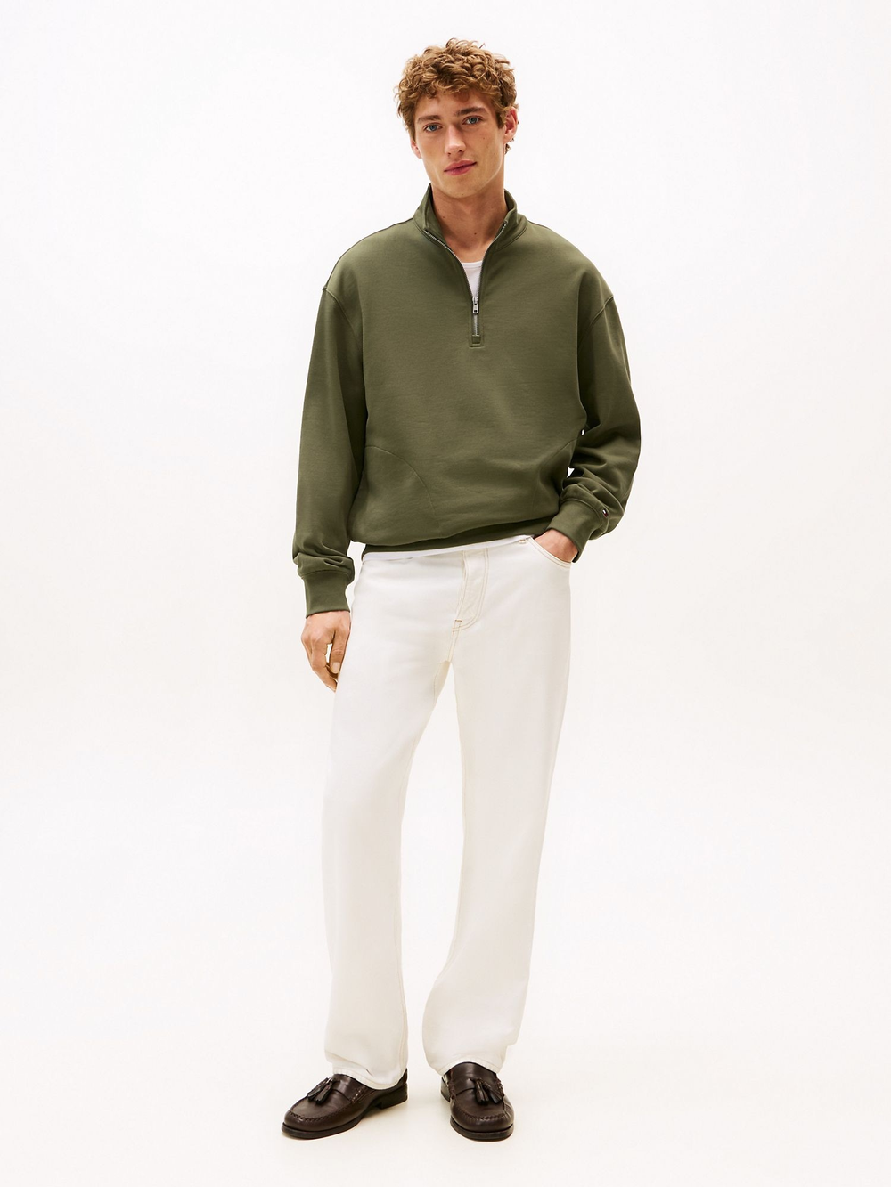 Свитшот на молнии Tommy Hilfiger Classic Quarter-Zip Utility Olive