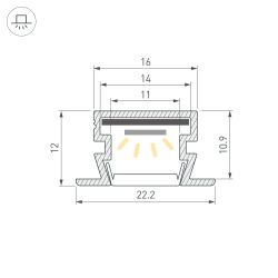 Профиль PDS-FS-2000 ANOD (Arlight, Алюминий) 038687