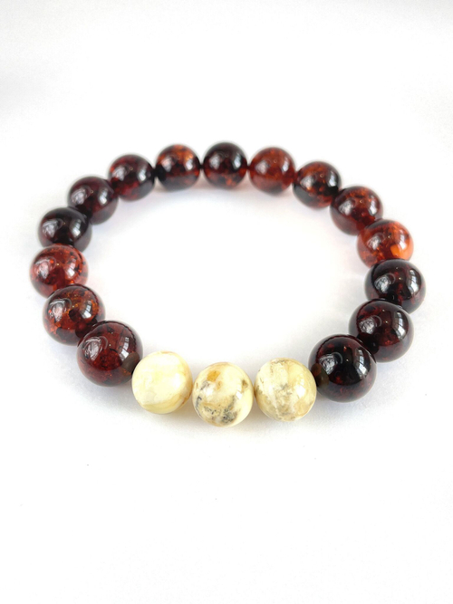 Браслет из янтаря мужской на руку, Браслет мужской из натуральных камней, диаметр 9 мм